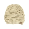 thumbnail image 1 of Metallic Gold Thick Knit Soft Stretch Beanie Cap, 1 of 3