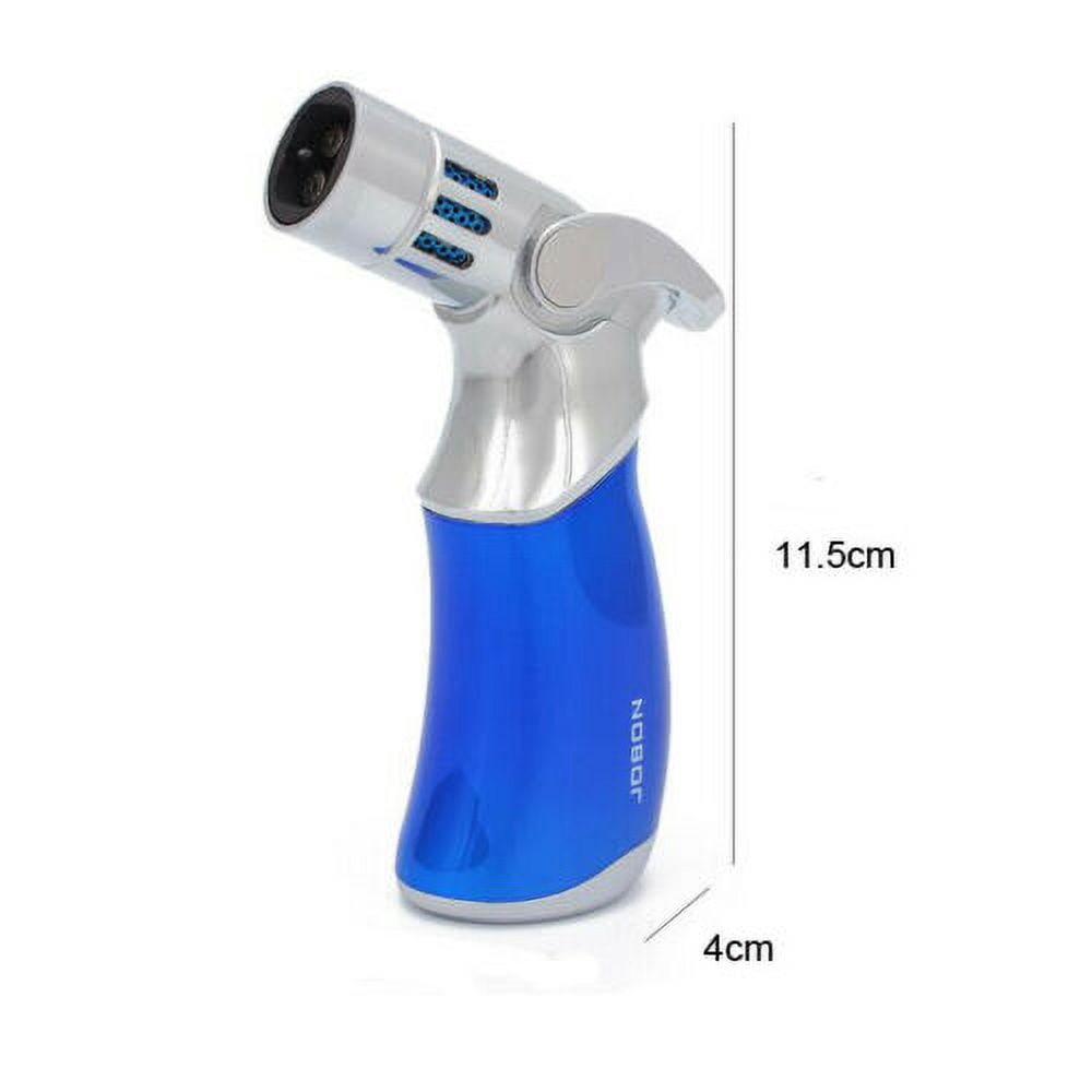 Windproof Luxury 4 Nozzles Quad Jet Torch Lighter Elegant Four Flame Butane Gas Cigar Cigarette Lighter - Blue