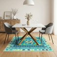 thumbnail image 3 of ODIKA 5'x7' Washable Area Rug Easy Care, Non-Shedding, Pet Friendly, Nautical Turtle Boho Ocean Mosaic Border Stained Entryway Teal for Small Living Room, Bedroom, 3 of 7