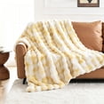 thumbnail image 4 of ROSEKIND ultra-soft 680GSM Faux Fur Ribbed Throw Blanket for Sofa & Bed, Cozy Gift for Adults & Friends, 90x108in, Tie-dye Yellow, 4 of 9
