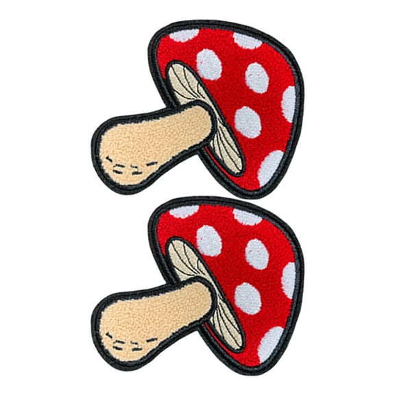OFFIGAM Colorful Mushroom Iron-On Applique Patches for Clothing, 2 Pieces Set, Cute Decorative Fabric Accessories