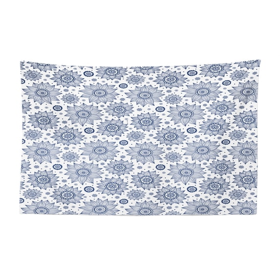 Art Motion Tapestry, Smoke Looking Like Ink Spreading in Water Pattern on Plain Backdrop, Fabric Wall Hanging Decor for Bedroom Living Room Dorm, 2 Sizes, White and Deep Sky Blue, by Ambesonne