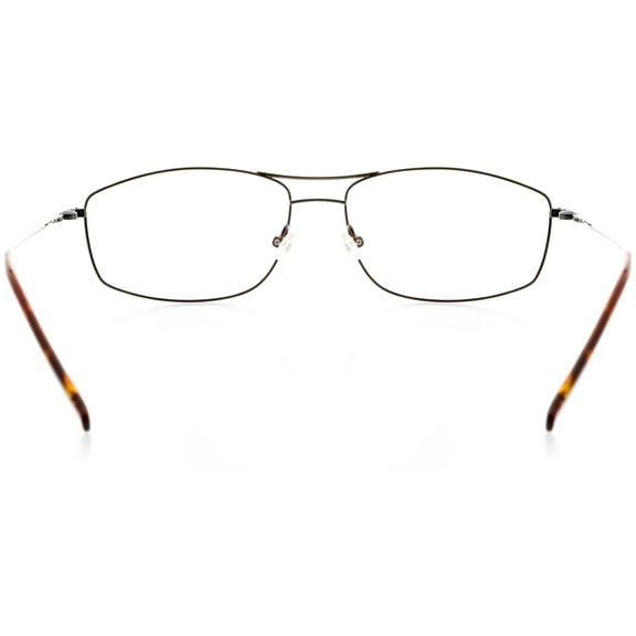 Unisex Optical Eyewear - Rectangle Shape, Metal Full Rim, Gunmetal Amber