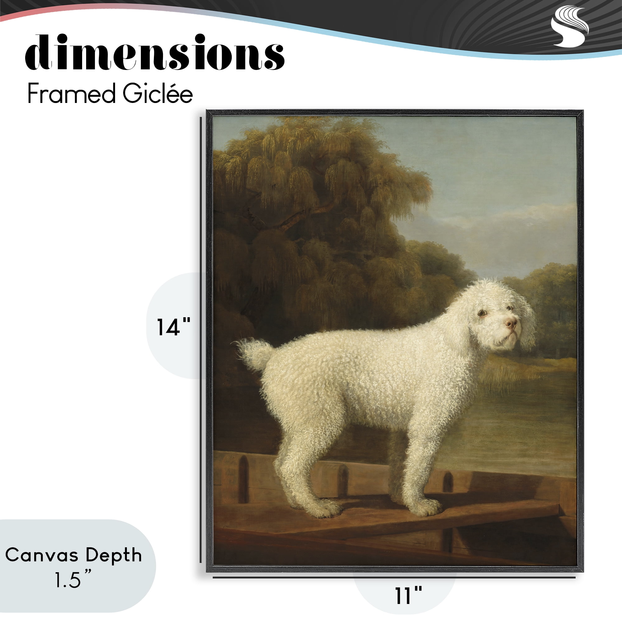 Stupell Industries White Poodle in a Punt Black Framed Giclee Art, design by Tina LeCour