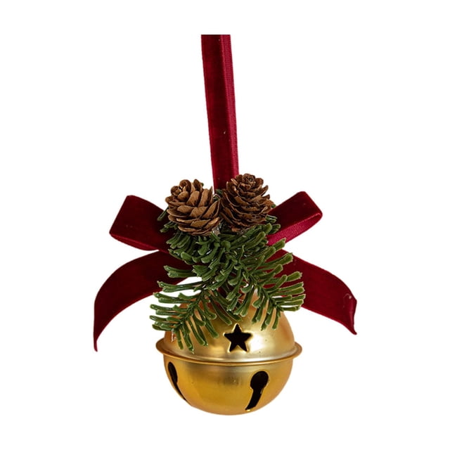 Colgante de hierro con pajarita de terciopelo rojo para Navidad, decoración para árbol de Navidad, colgador de puerta