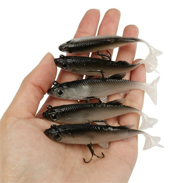 5PCS 14.2g Sea Bass Lead Fishing Lures Bass with T Tail Soft