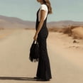 thumbnail image 2 of MORTTIC Women's Solid Color Fringe Wide-Leg Jumpsuit Western Style Overall with Pockets And Adjustable Straps Button Black，M, 2 of 6