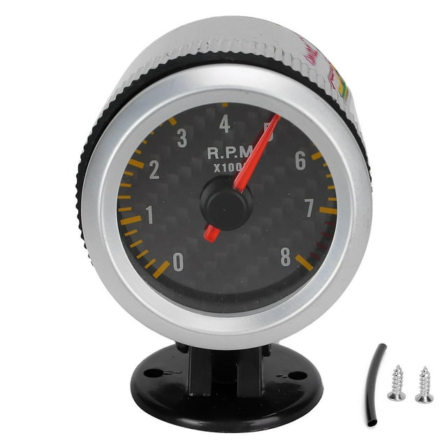Compte-tours 52 mm/2,05 po 0 à 8\xa0000 tr/min, panneau en fibre de carbone, aiguille 12 V, universel pour moteurs 4, 6 et 8 cylindres, SUV