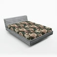 thumbnail image 2 of Ambesonne Floral Boho Fitted Sheet, Melancholic Flowers Art, California King, Pale Peach Jade Green, 2 of 5