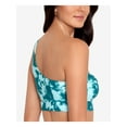 thumbnail image 3 of SALT + COVE Women's Aqua Tie Dye Stretch Removable cups Lined Side Tie Adjustable Sea Foam One Shoulder Swimsuit Top L, 3 of 4