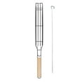 thumbnail image 4 of Heavy Duty Stainless Steel BBQ Grill Basket Set with Lock & Wood Handle - Includes 1 Non-Stick Grilling Box and 1 Skewer for Complete BBQ Tool Kit Beige, 4 of 6