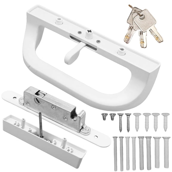 Mortise Lock Set with Key Cylinder, Sliding Glass Door Latch Lock Fits 3-15/16” Screw Hole Spacing, for Door Thickness from 1 in to 1.75 in