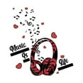 thumbnail image 2 of Music Wall Decal Floral Themed Headphones with Musical Notes and Hearts Bedroom Wall Decal for Boys Instrument Cute Themed Room Décor - Size: 9 In x 10 In, 2 of 5