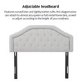thumbnail image 4 of Tufted Button Linen Fabric Upholstered Full Size Headboard in Light grey, 4 of 5