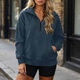 thumbnail image 6 of MaFYtyTPR Womens Half Zip Pullover Sweatshirt Long Sleeve Stand Collar Casual Athletic Hoodless Sweatshirts with Pocket A-Navy XL, 6 of 7