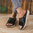 thumbnail image 5 of Utoimkio Slide Sandals for Women Herringbone Fish Beak Thick Sole Slope Heel Half Slippers, 5 of 5