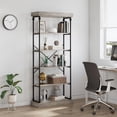 thumbnail image 4 of Qinaqin 74-Inch Industrial 6-Tier Book Rack con Metálico Frame y de Profundidad Madera Shelves Ideal Organizador Almacenamiento para Hogar Oficina Living Sala o Kitchen (Gray), 4 of 7