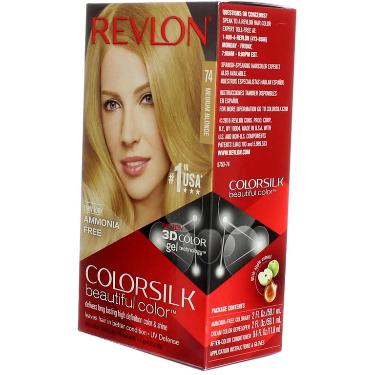 Revlon ColorSilk Hair Color, 74 Medium Blonde, Pack of 2 - Walmart.com