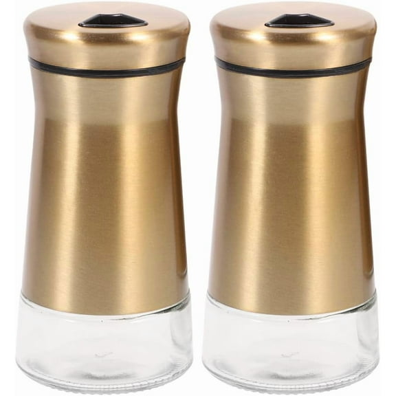 2-Pack Stainless Steel Salt and Pepper Shakers with Adjustable Pour Holes - Spice Dispenser for Himalayan Salt, Table Salt, White and Black Pepper