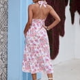 thumbnail image 4 of Lilgiuy Fashion Women Summer Comfortable Halter Neck Casual Bandage Print Backless Long Dress Shopping Party Going Out Dress, 4 of 4