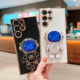 thumbnail image 3 of case for Samsung Galaxy S22 Ultra Case, Cute Starry Sky Plated 3D Astronaut Hidden Kickstand Holder S22 Ultra Case for Women Girls Soft TPU Full Camera Lens Protection Shockproof Alien Case (White), 3 of 8