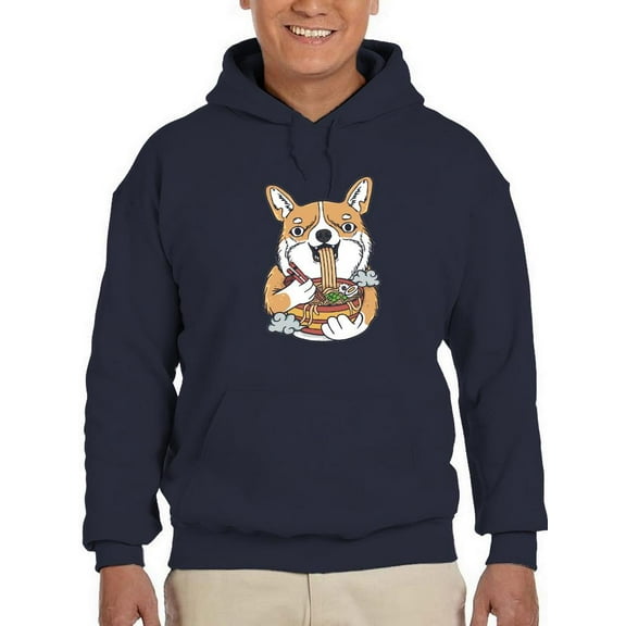 Japanese Style Corgi W Ramen Hoodie Men -Image by Shutterstock, Male Large