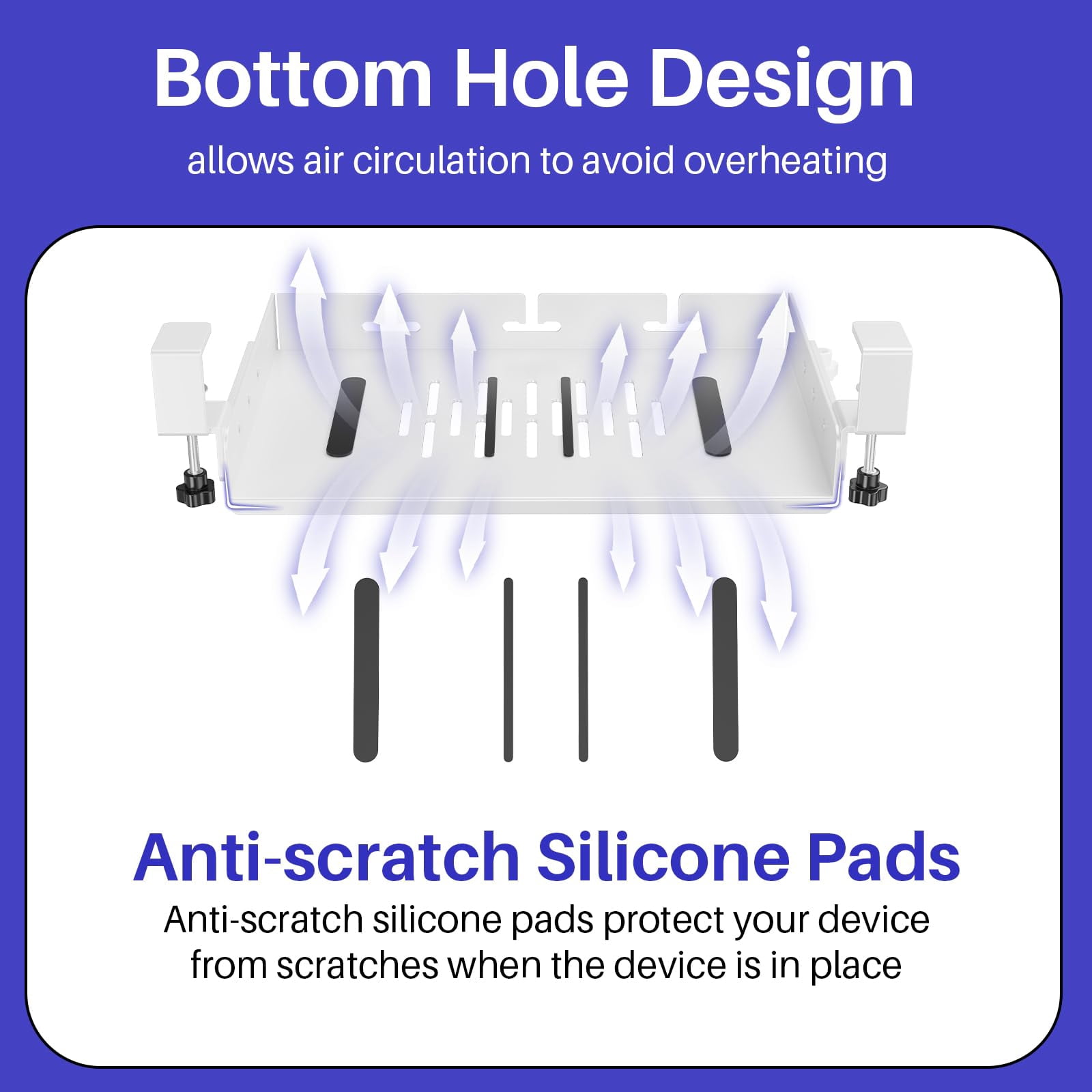 No Drill Under Desk Storage Shelf  Metal Drawer Organizer With Clamp Mount Adds Tray For Office Desks Table Gaming Workstations (white)