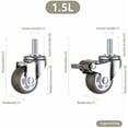 thumbnail image 5 of Petite Roue de Chariot de Courses, Roulette Pivotante avec Caoutchouc TPE Silencieux pour Meubles Roulants, Roulette à Tige Filetée pour Chariot, Installation Facile, Supporte jusqu'à 40kg de Charge Totale, 5 of 5