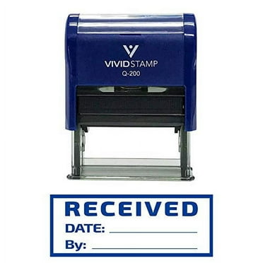 Vivid Stamp Received W/Border Self-Inking Office Rubber Stamp (Blue) - M