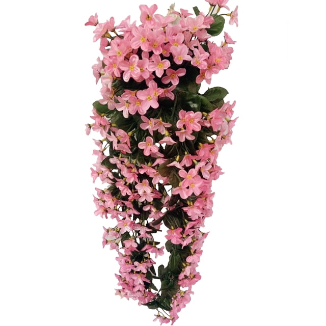 RomaMX 4 pétalos Flores artificiales Flores colgantes Violeta Simulación Vine Boda Decoración del hogar (Rosa claro)