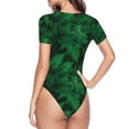thumbnail image 4 of Balery Green Leave Fern Women's Short Sleevee Crew Neck Bodysuit Tops Short Sleeve Tops Basic-X-Large, 4 of 9