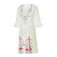 thumbnail image 3 of Liacowi Boho Dress for Women Lace Trim V Neck Tunic Dress Summer 3/4 Long Sleeve Floral Print Swing Beach Dress Plus Size S-3XL, 3 of 9