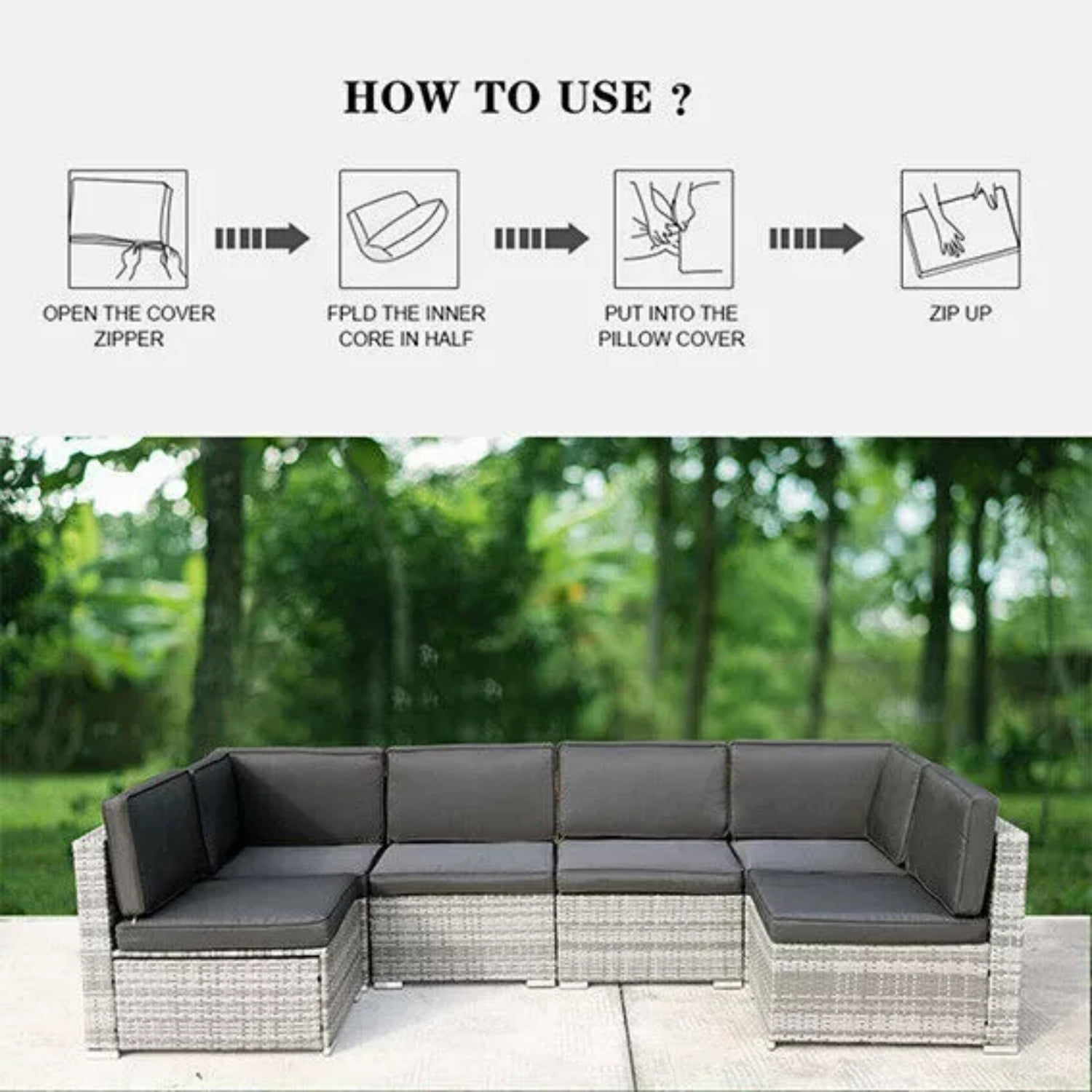 FKS LIFE Outdoor Cushion Slipcovers 25.6x25.6x3.9 inches Patio Cushion Covers Splash Proof Water with Zipper Furniture Cushion Cover