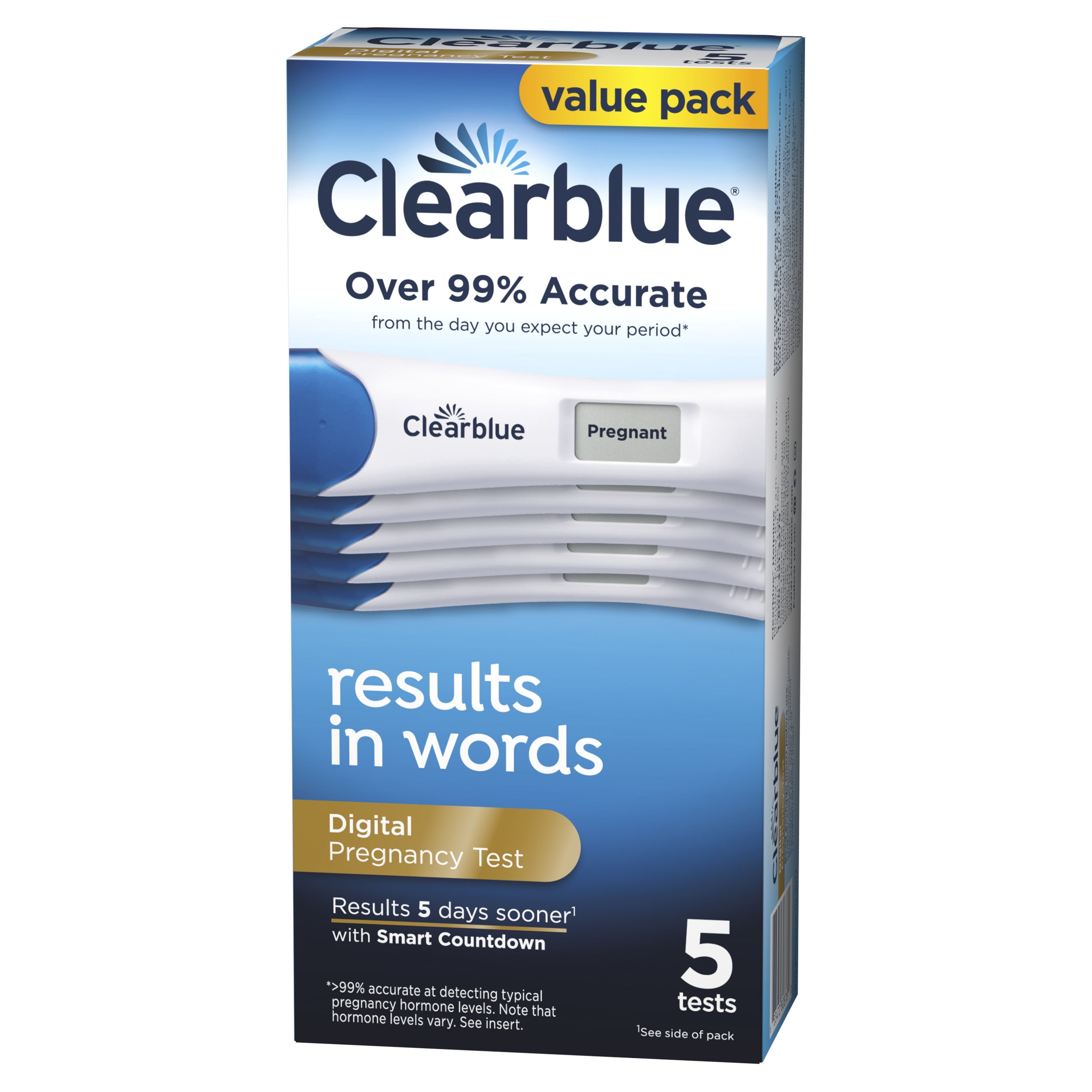 Clearblue Digital Pregnancy Test with Smart Countdown, 5 Count 