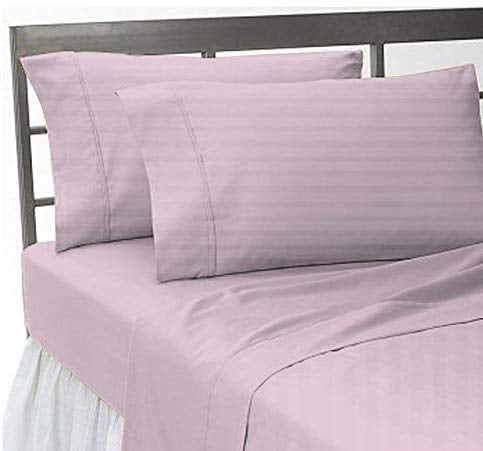Hotel Collection King Size 100% Cotton 300TC Fitted Sheet Stripe Pink Blue Green 