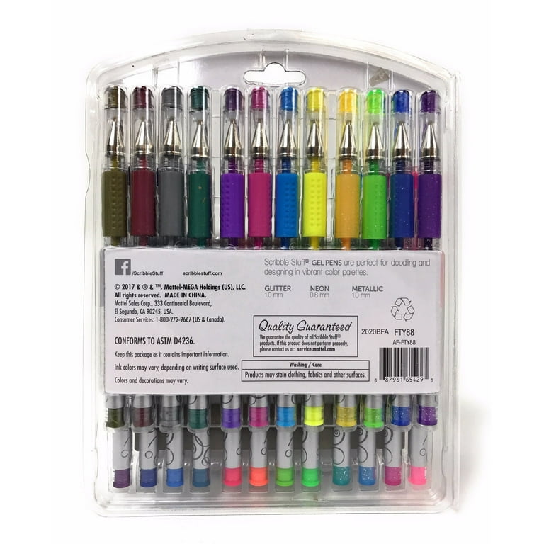 Scribble Stuff Metallic, Glitter, Neon Gel Pens, 24 Count 