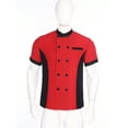 thumbnail image 3 of YONGHS Unisex Chef Coat Professional Cook Chef Jacket Double-breasted Kitchen Work Uniform Top Red&Black XXL, 3 of 7