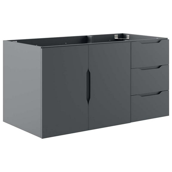 Wall Mount Vanity Cabinet (Sink not included), Grey Gray, Melamine Wood , Hotel Bedroom Bathroom, Modern Contemporary HB33523