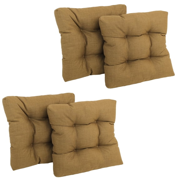 19-inch Squared Spun Polyester Tufted Dining Chair Cushion (Set of Four) - Wheat