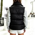 thumbnail image 5 of DYTTDG Women's Solid Color Stand Collar Puffer Vest, Full Zipper Sleeveless Outerwear With Side Pockets, Lightweight Casual Quilted Gilet for Fall Winter Daily Wear, 5 of 8