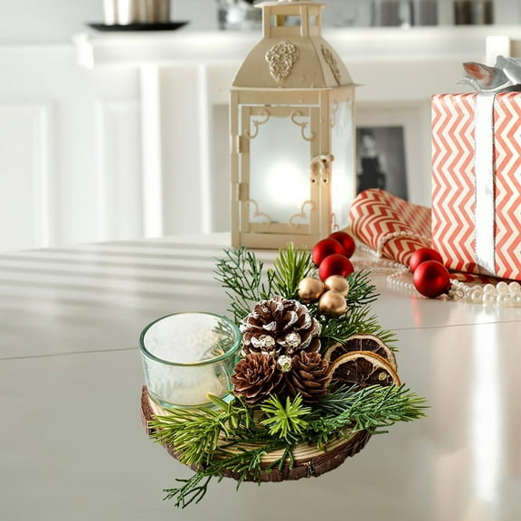 Eespoir Christmas Decoration Candle Holder, Wooden Desktop Ornament, for Home Décor, Winter Festivals, Centerpieces Dining Table