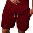 thumbnail image 5 of HVOBTTY Summer Men's Lapel Button Down Short Sleeve Shirt Tops Shorts Casual 2 Piece Outfit Set, 5 of 5