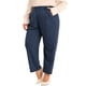 thumbnail image 4 of Pantalones de trabajo de oficina de talla grande plisados Agnes Orinda para mujer, de cintura alta, rectos, casuales de negocios con bolsillo 1X azul oscuro, 4 of 6