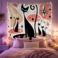 thumbnail image 2 of Stylized Black Cats Surrounded by Starbursts in a Cosmic Scene, Whimsical Retro for Cat Lovers, Graphic Wall Art Decor, Housewarming Gift, Tapestry Wall Hanging for Bedroom and Living Room, 2 of 7