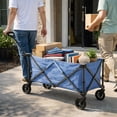 thumbnail image 4 of Carrito Vagon Plegable Multiusos con Estructura de Acero Reforzado y Ruedas para Exterior Resistentes - Carro Vagon Portatil soporta hasta 120 kg Ideal para Mandado Supermercado y Transportar (Azul), 4 of 6