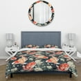 thumbnail image 3 of Designart "Nishikigoi Koi In Watercolor III" Pink Japanese Bedding Covert Set - Oriental Bed Set With 1 Sham, 3 of 5