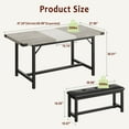 thumbnail image 2 of COZONY 63" Extendable Dining Table Set for 4–6 with 2 Upholstered Benches, Rectangular MDF Top, Metal Frame, 2 of 8