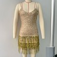 thumbnail image 4 of Vestido Suspendido Vestido de lentejuelas doradas Elegante vestido de seda brillante con borlas en V profundo para fiesta (Oro XL) Cgtredaw para Mujer oro T XL, 4 of 9
