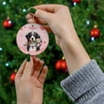 thumbnail image 4 of Happy Valentine's Day Bernese Mountain Dog holding flowers Ceramic Round Ornament Berner Lover Gifts Home Tree Decor - 03005, 4 of 5