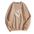 thumbnail image 3 of Wang6 Valentine's Day Sweatshirts for Women Trendy Love Heart Printed Long Sleeve Loose Fit Pullovers Trendy Crew Neck No Hooded Tops T Shirts YX_Khaki S, 3 of 7